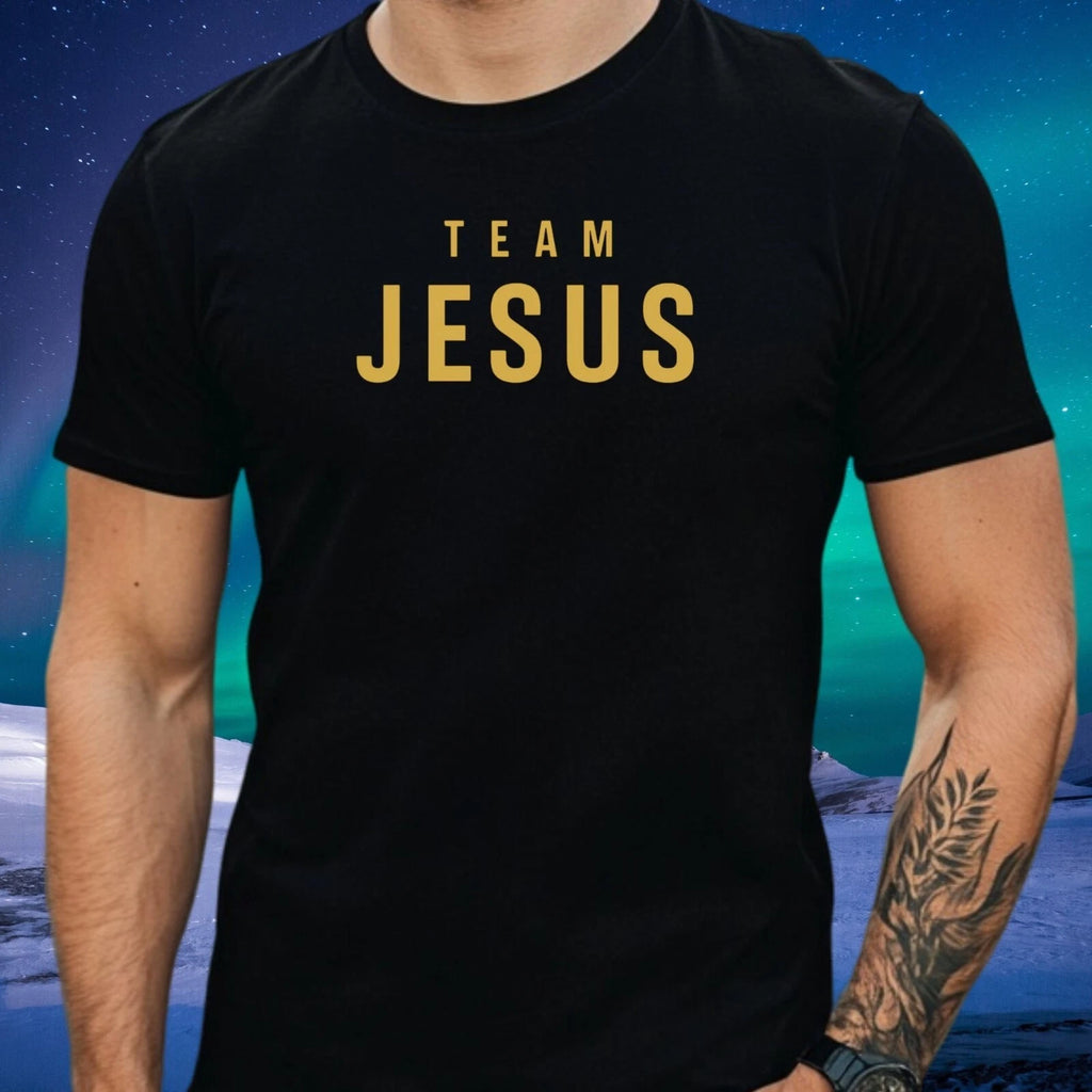 Mens Team Jesus Motif Cotton T-Shirt Size XS to 5XL