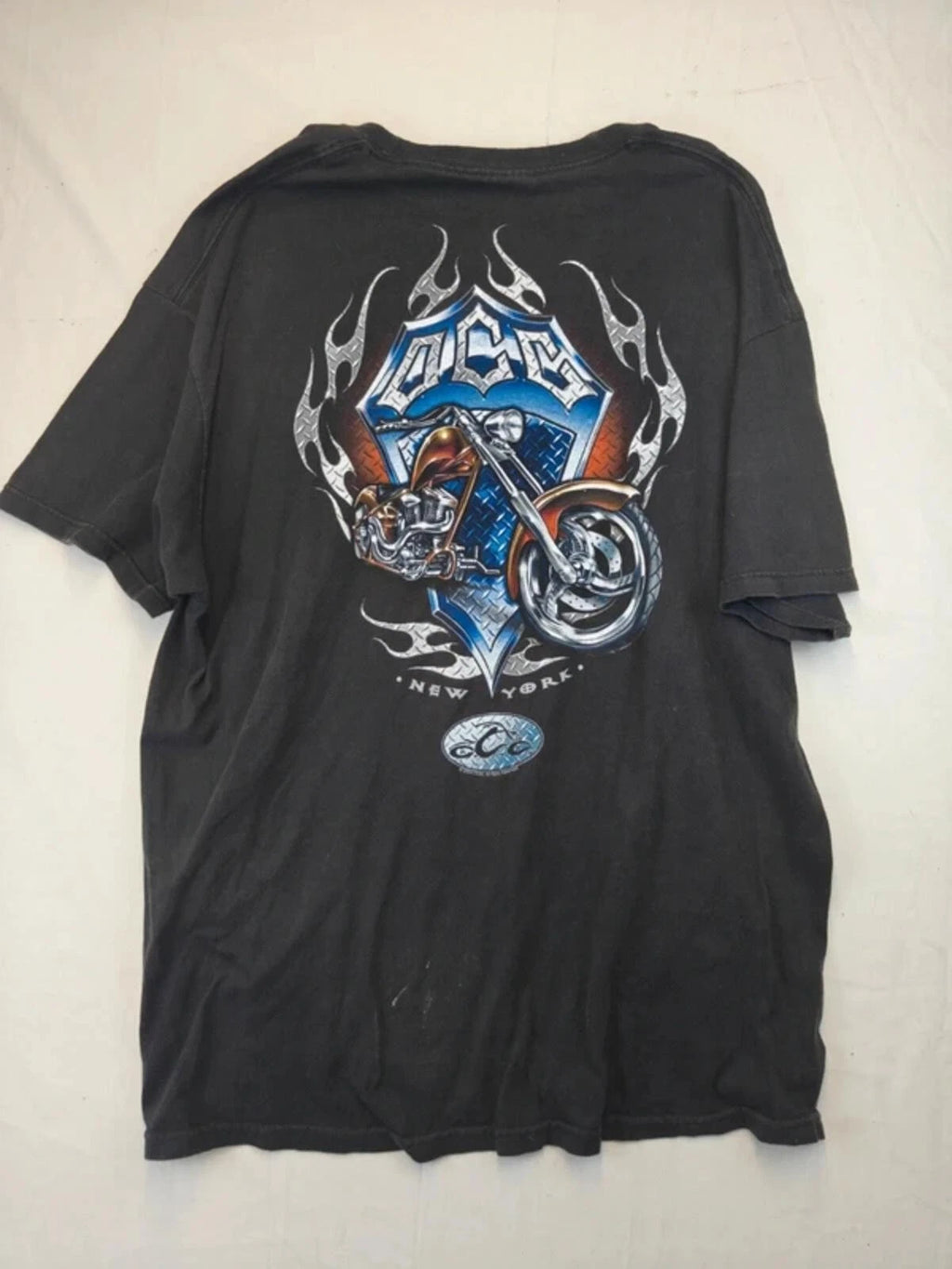 Vintage Orange County Choppers T-Shirt 2XL Black OCC Biker Graphic Tee Y2K