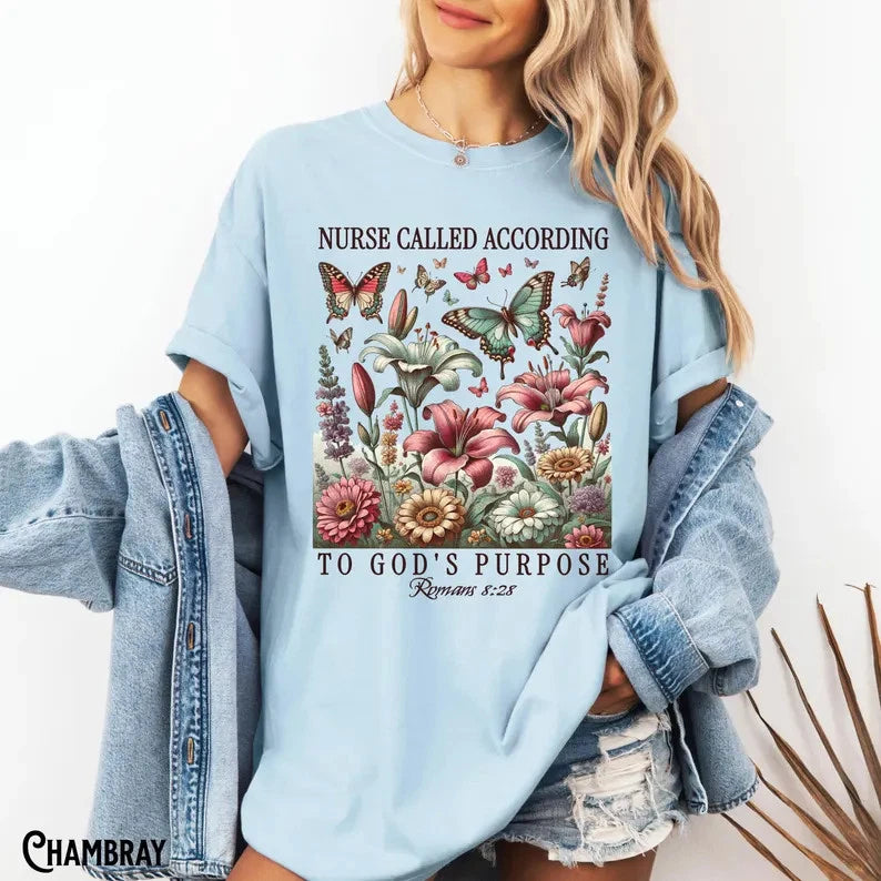 Christian Nurse Boho Floral Comfort Tee