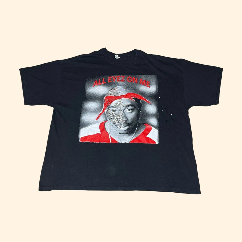 Vintage Y2K Alstyle 2Pac All Eyez On Me Rhinestone Graphic T-Shirt Mens 3XL