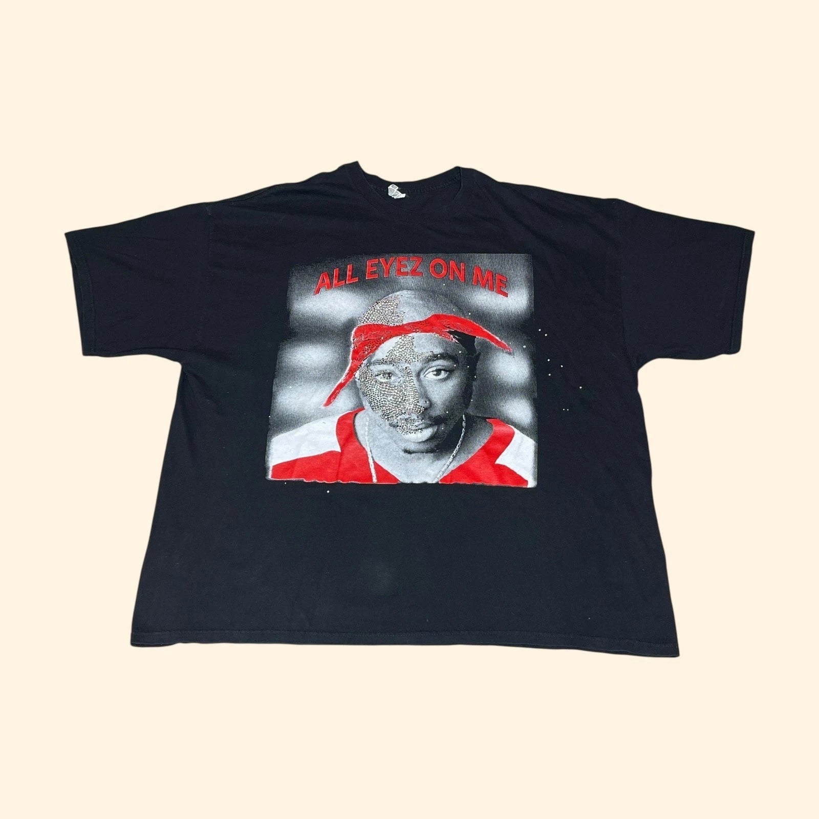 Vintage Y2K Alstyle 2Pac All Eyez On Me Rhinestone Graphic T-Shirt Mens 3XL