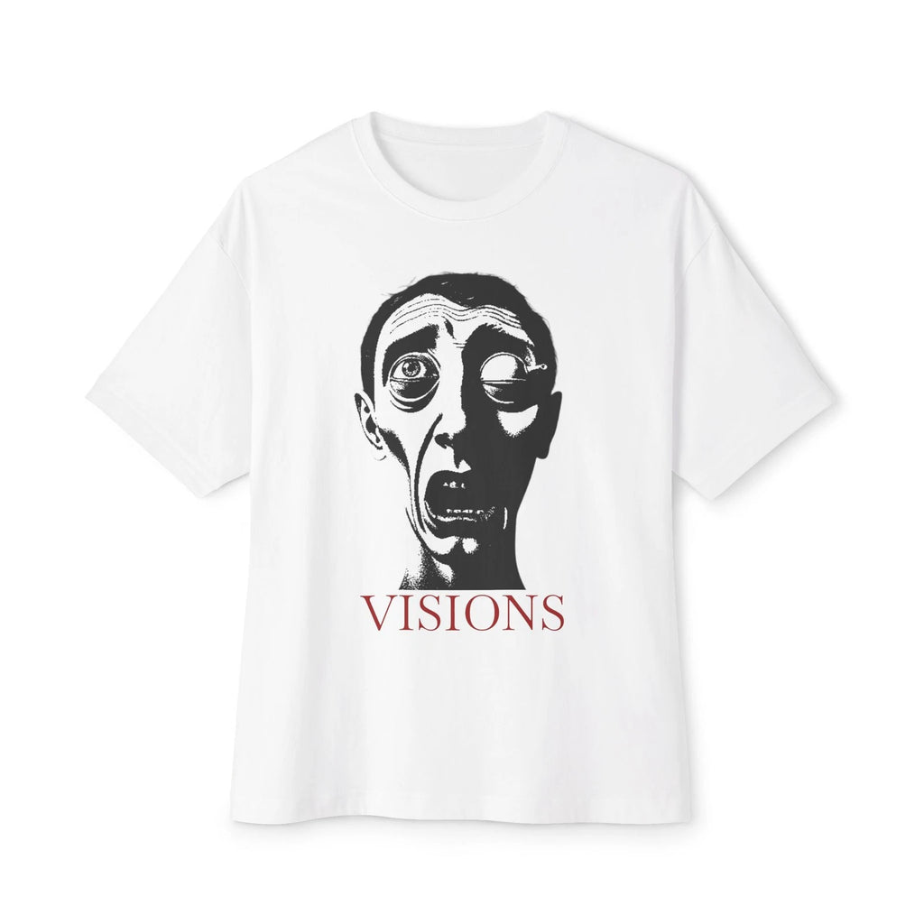 "VISIONS" Distorted Face Tee | Surreal Illustration Shirt Y2K