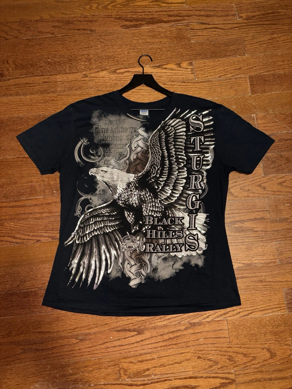Vintage Sturgis Black Hills Rally AOP T Shirt Mens XL Black Biker Y2K Eagle New