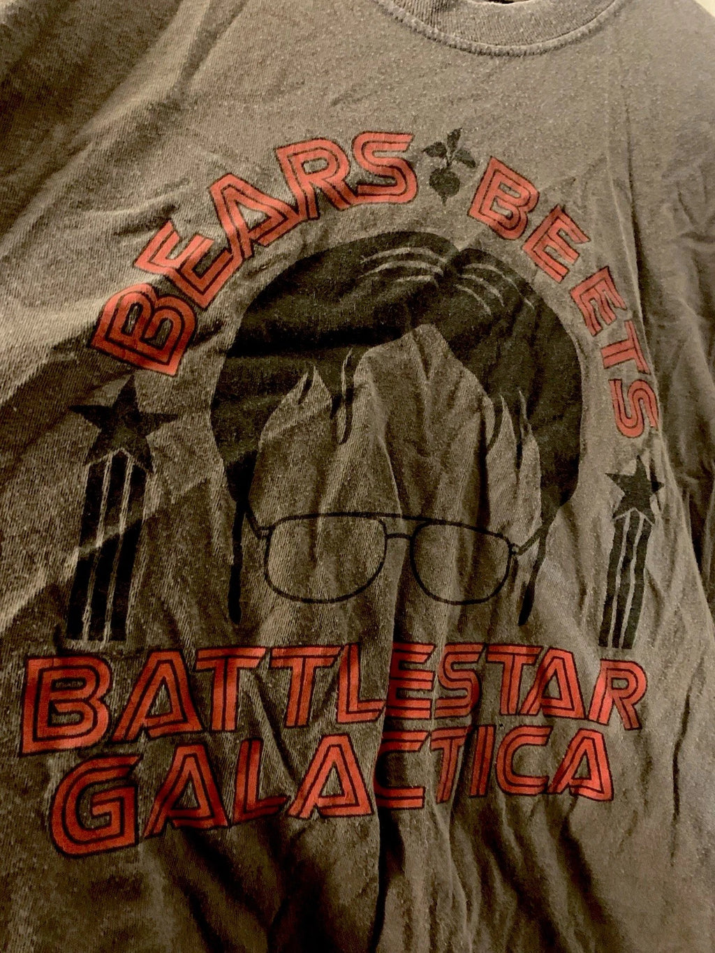 The Office Mens Sz 2XL T-shirt Dwight Bears Beets Battlestar Galactica Gray