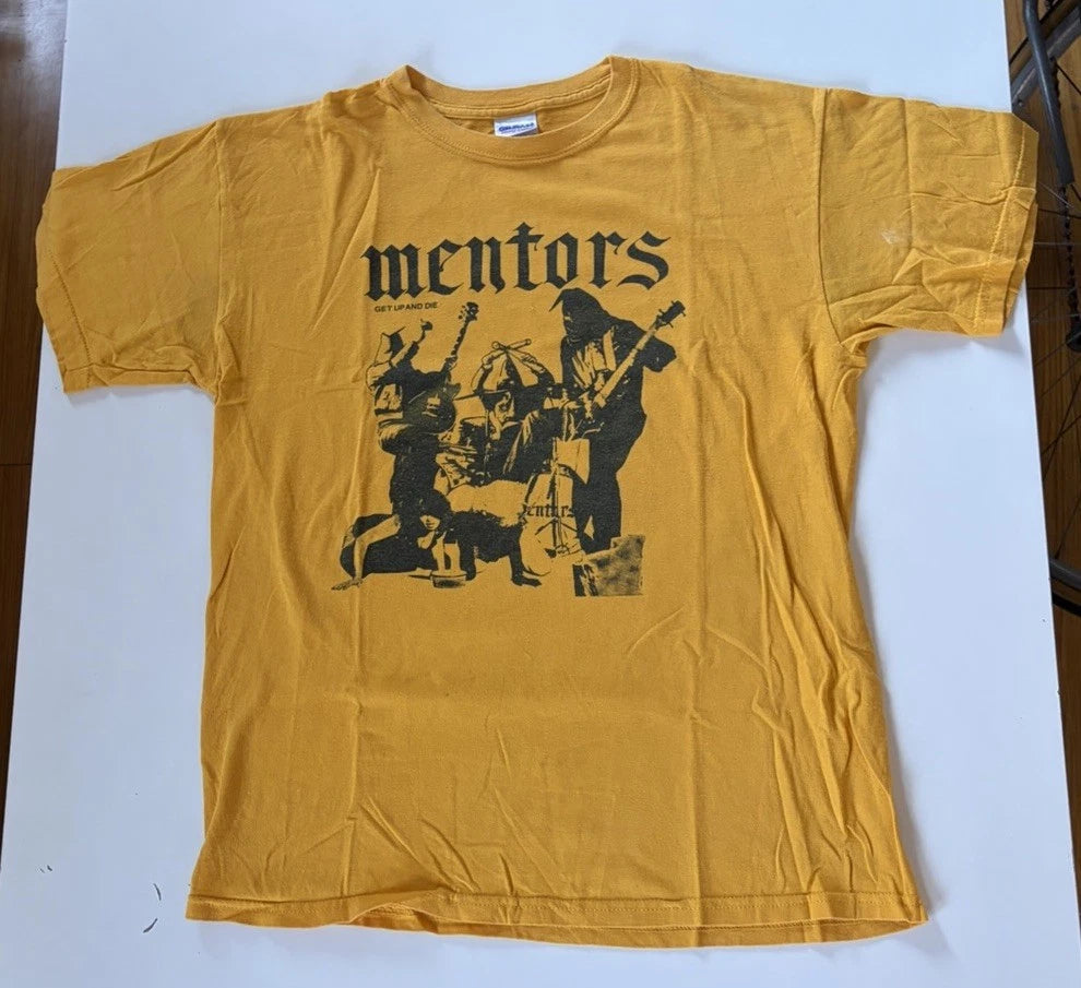 Mentors Yellow Gildan Men's T-Shirt Size M punk grindcore power-violence