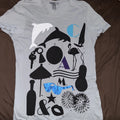 H&M T-Shirt Gray & Blue Unisex Small Dolphin Sunglasses Vacation Party Novelty