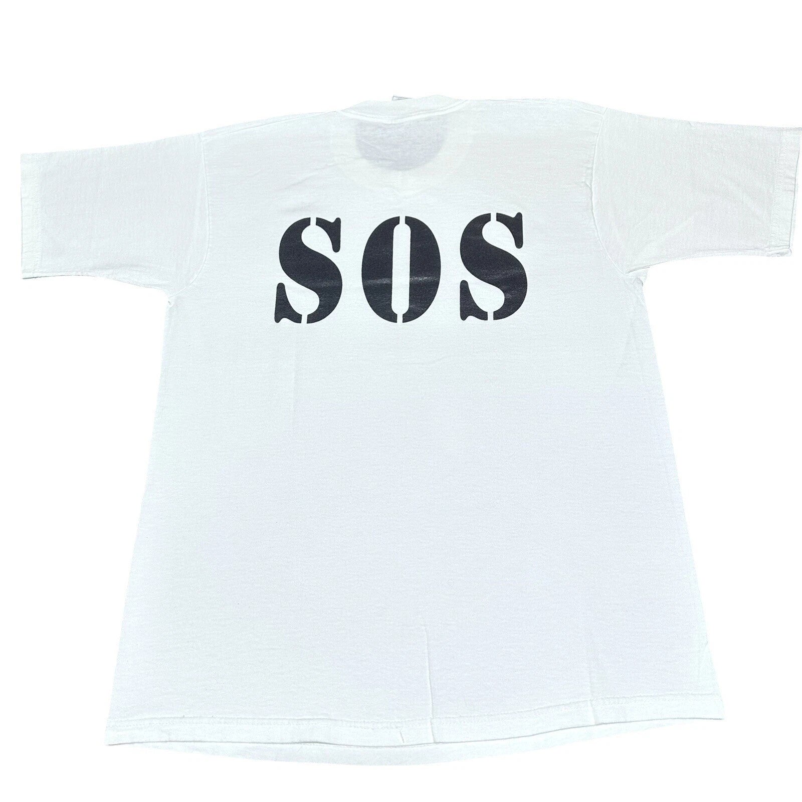 Vintage 1990s SOS Back Print Sailor Signal Danger Morse Code T-Shirt Size Large