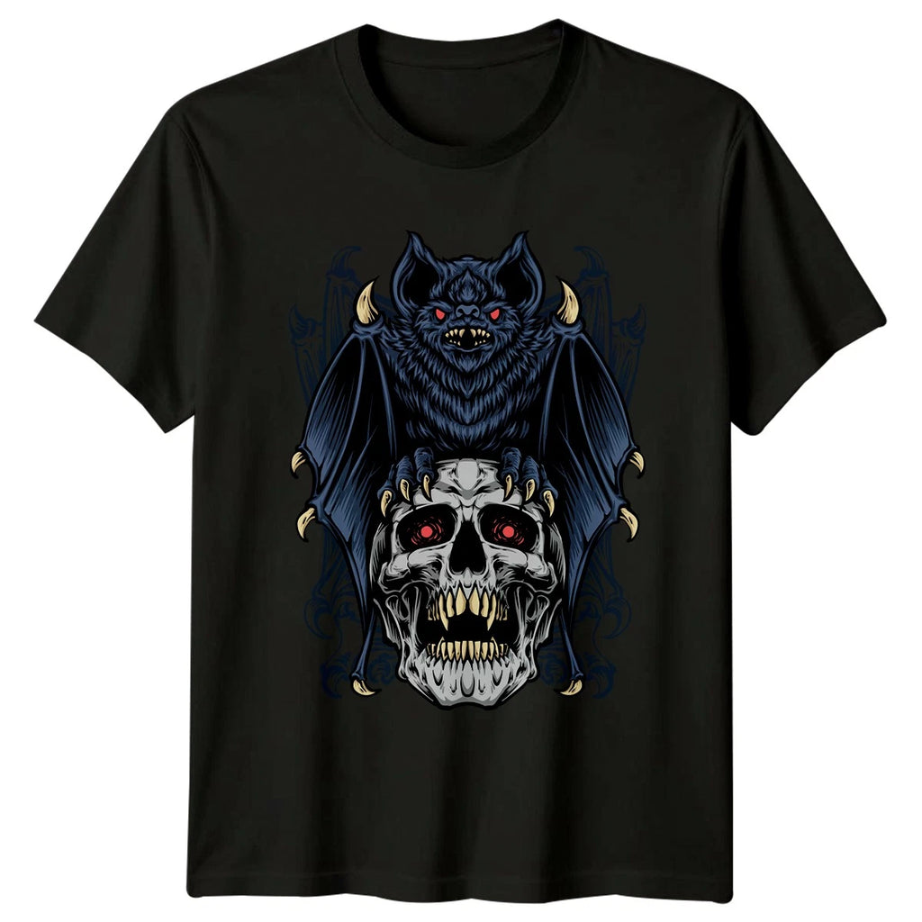 Scary Bat Holding Skull T-Shirt Dark Art Gothic Horror Halloween Gift For Him