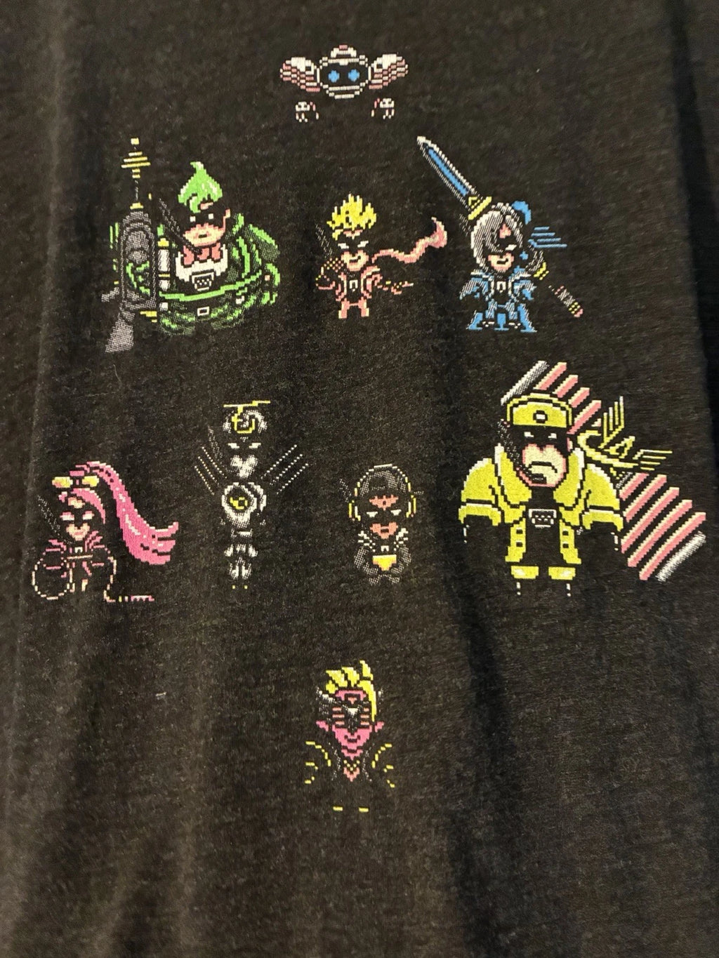 The Yetee Graphic T-Shirt Pixel Art Characters Black Tri Blend Size Large L