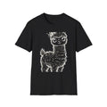 Llama Crown Floral Hand-Drawn Black Tee Cute Kawaii Graphic T-Shirt