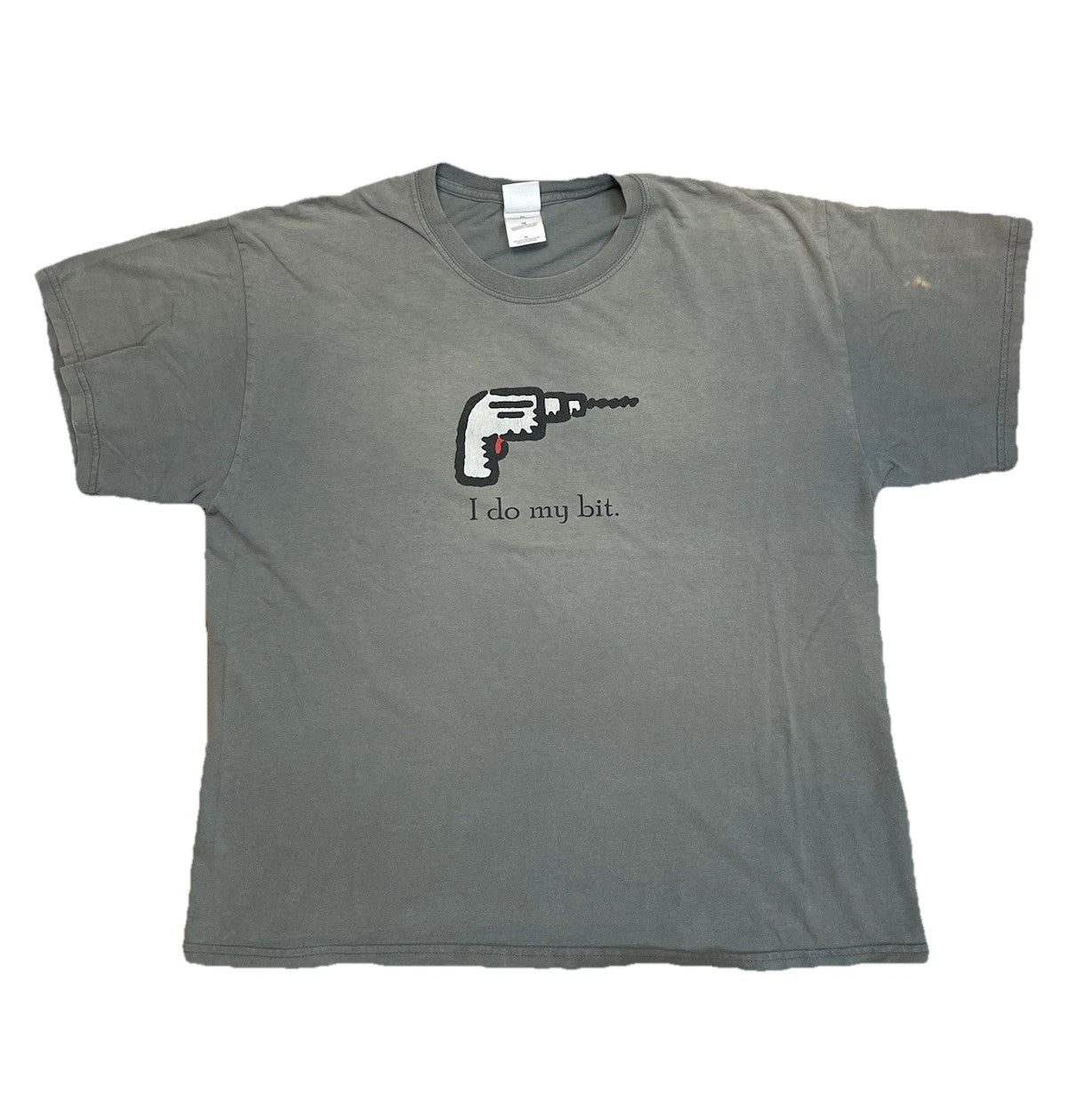 Vintage Y2K Faded Green I Do My Bit Shirt Size XL Cyber Humor Funny