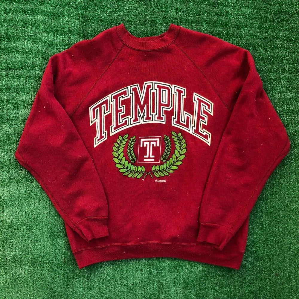 90’s Temple Owls Discus NCAA Crewneck - Hoodie or T-shirt CARDINAL RED