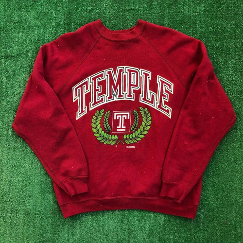 90’s Temple Owls Discus NCAA Crewneck - Hoodie or T-shirt CARDINAL RED