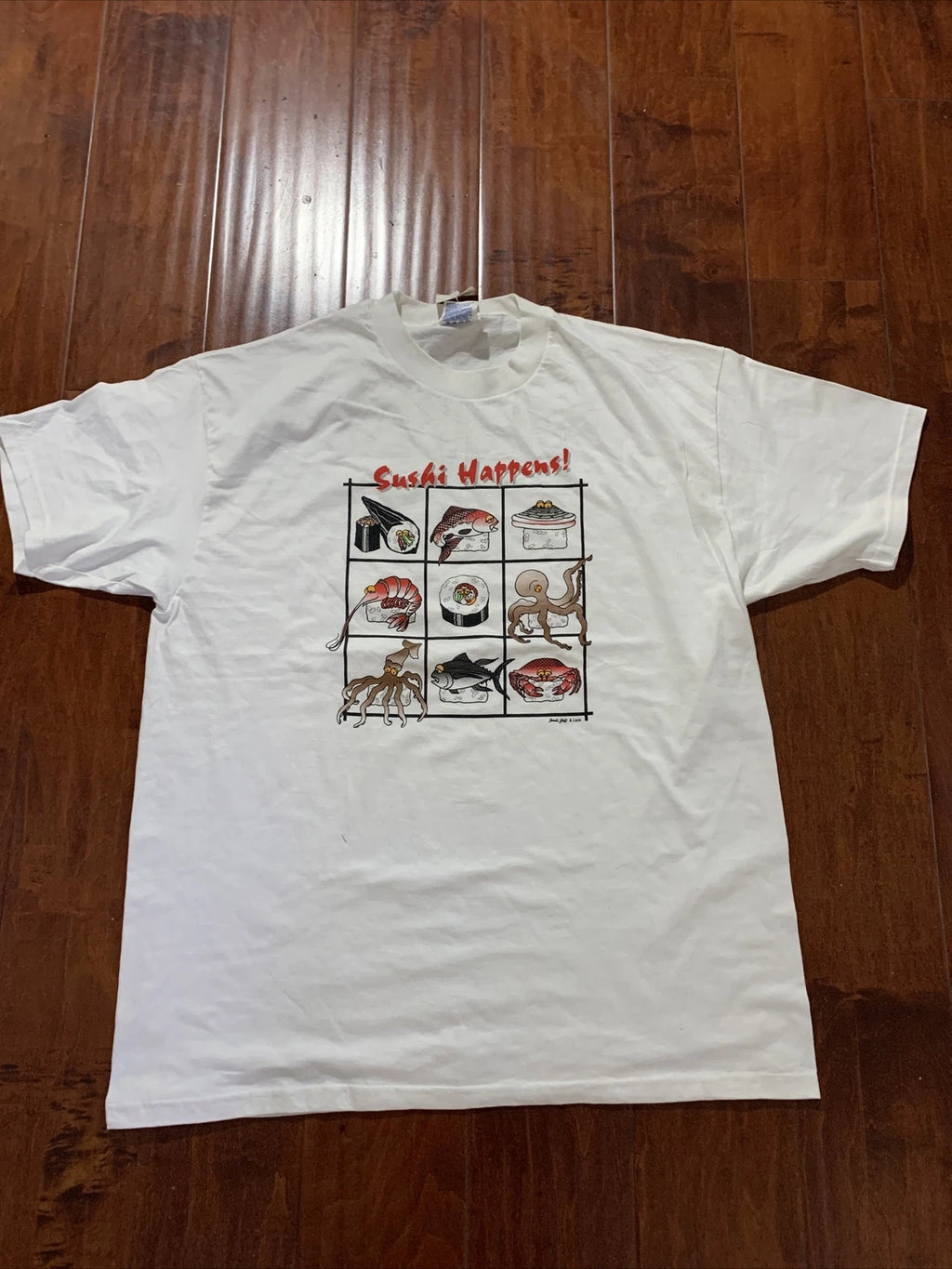 sushi happens cute Kawaii seafood fish crab octopus shirt XL
