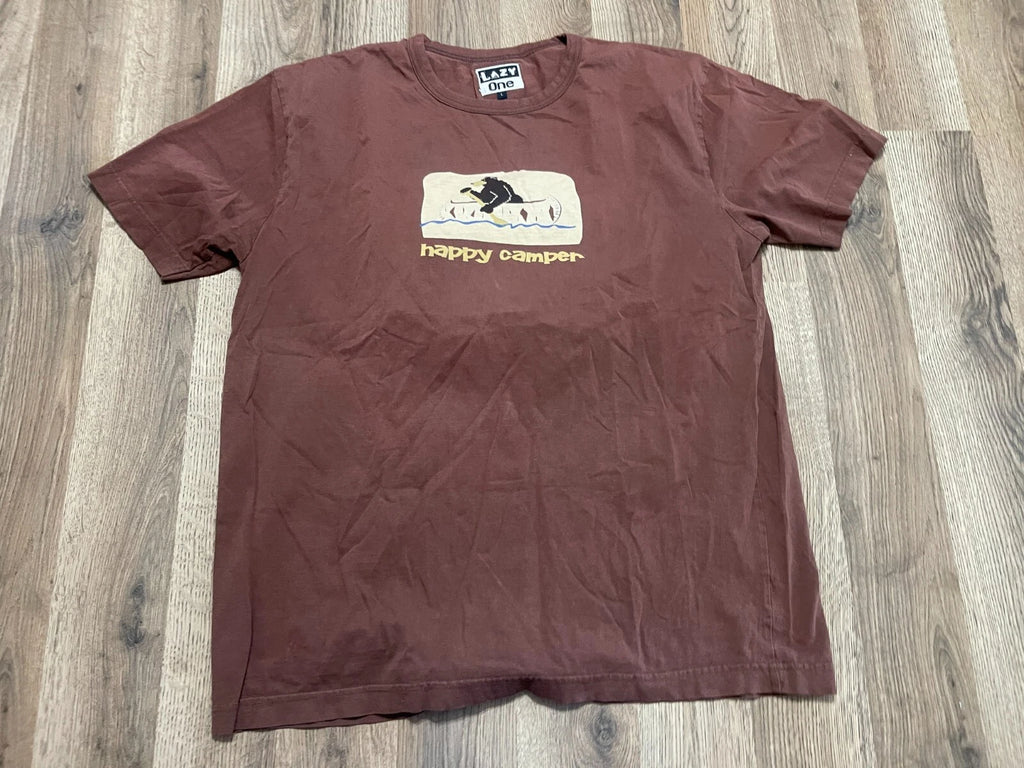 Lazy One Shirt, Men's Size Large, Brown, Happy Camper Bear