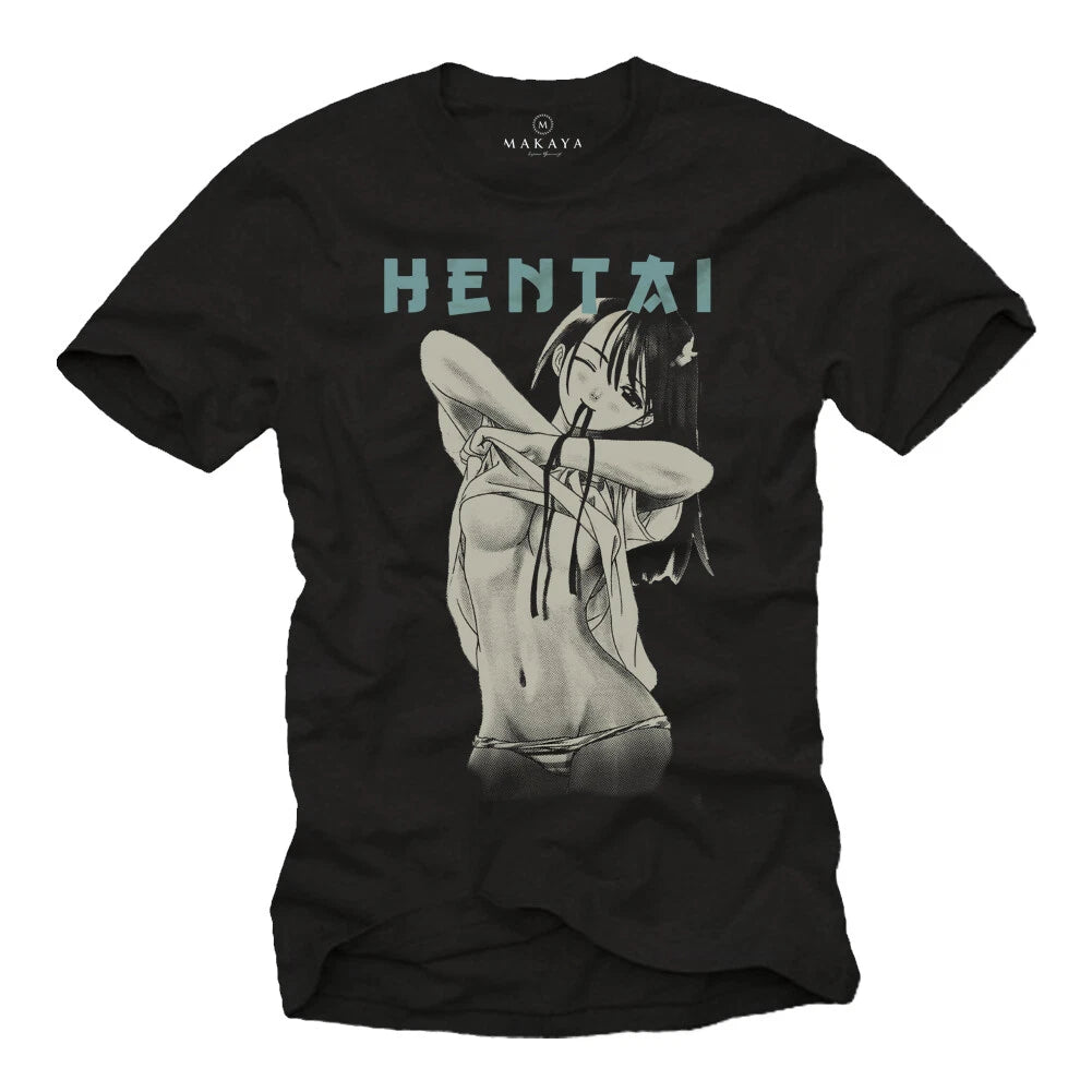 Manga T-Shirt Mens Anime Comic Hentai Waifu Senpai Nerd Gamer Gift Men