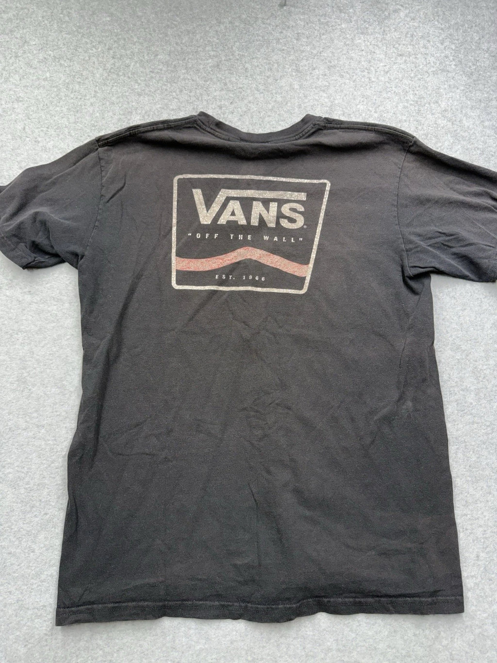 Y2K VANS Men's Black Graphic Logo Cotton Short Sleeve T-Shirt M Skater Grunge