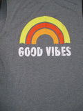 XL gray GOOD VIBES sleeveless FESTIVAL hippie RAINBOW t-shirt
