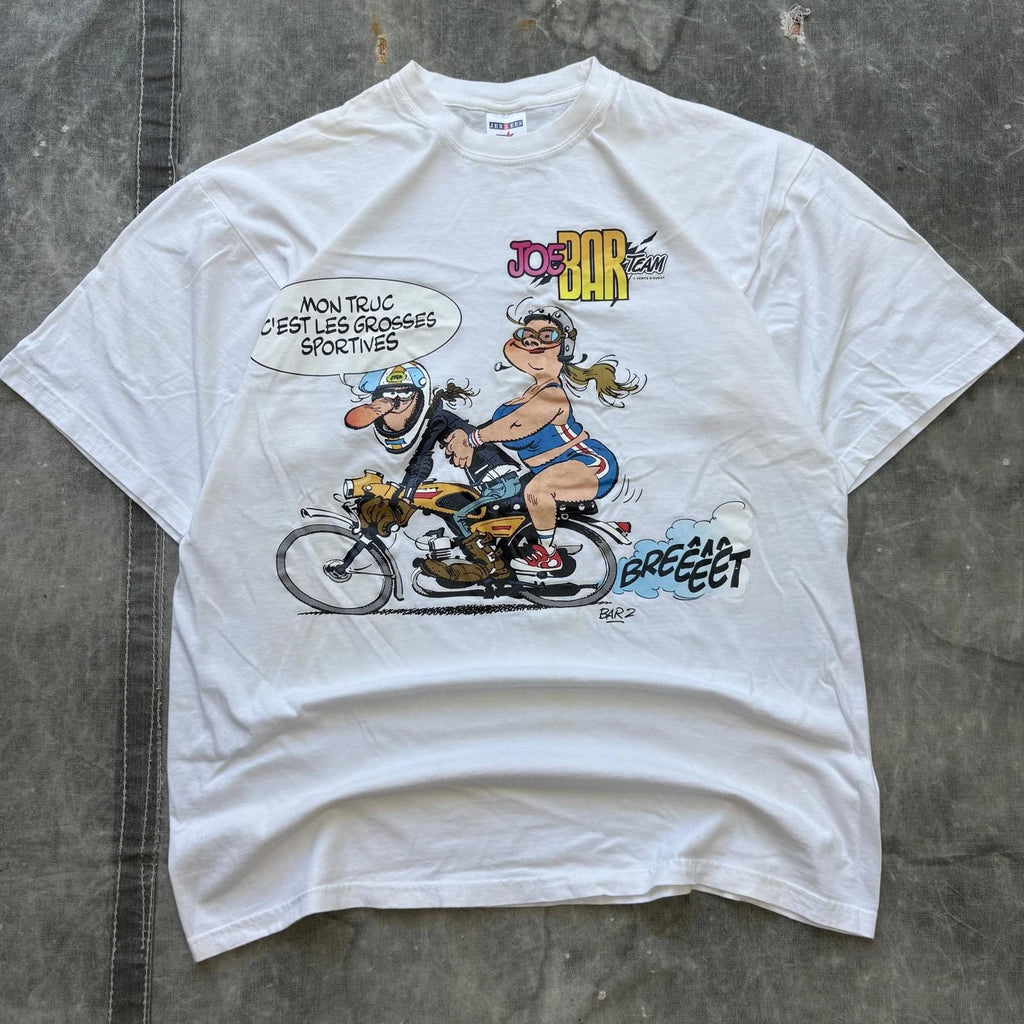 Vintage Y2K Fat Sporty Women Motorcycle Funny French Shirt