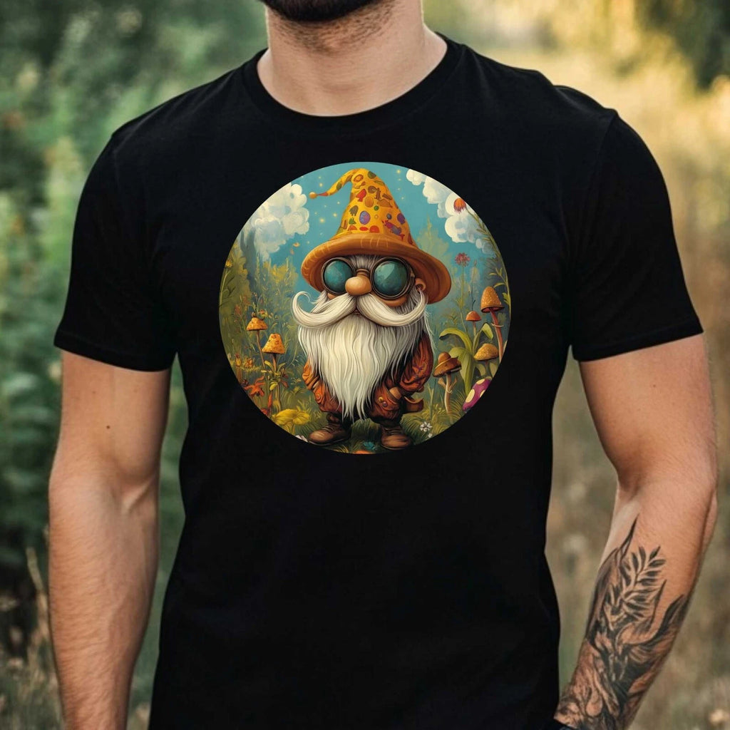 Mens Hippie Gnome Motif Cotton T-Shirt Size XS to 5XL