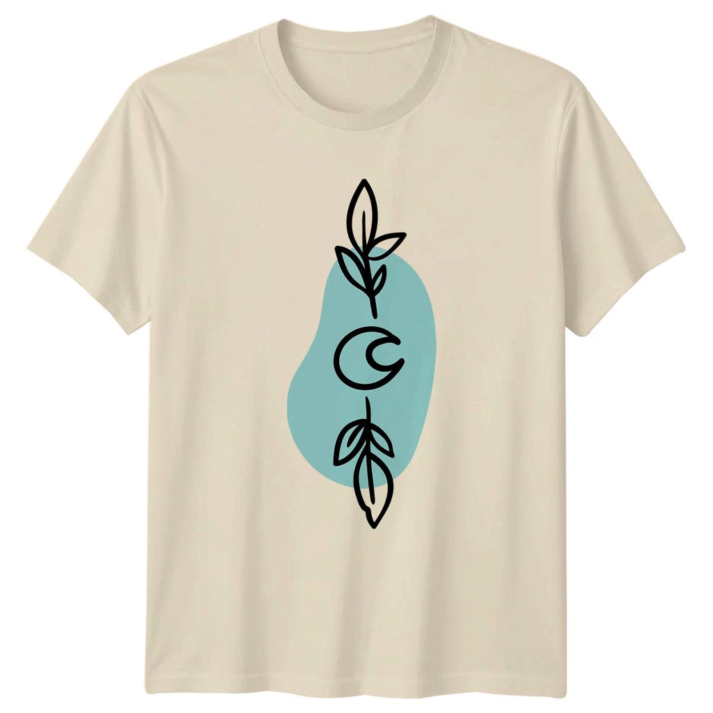 Moon Phase Leaves Boho Celestial T-Shirt Celestial Nature Birthday Gift