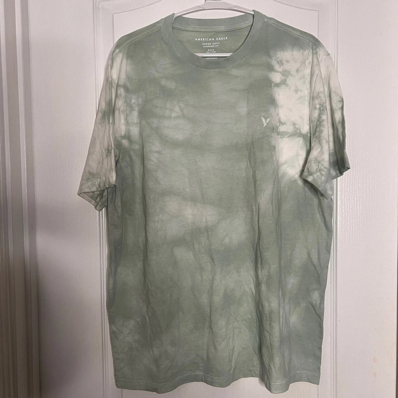American Eagle Mens Sage Green Tie Dye Super Soft Cotton T-Shirt Size Medium
