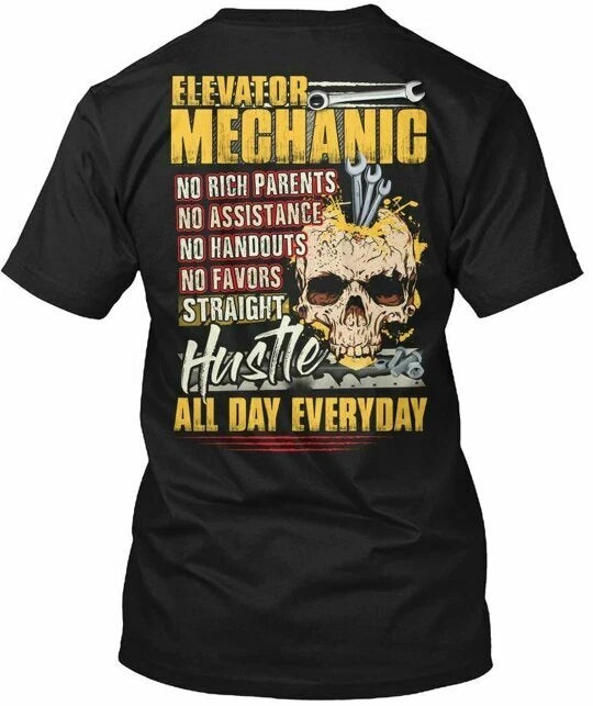 Fun Sarcastic Elevator Mechanic No Rich Parents T-Shirt Made in USA S to 5XL