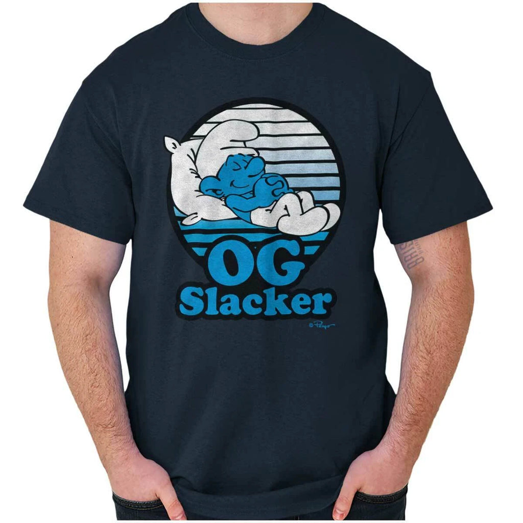 Lazy Smurf OG Slacker Funny Nap Lover Tired Womens or Mens Crewneck T Shirt Tee