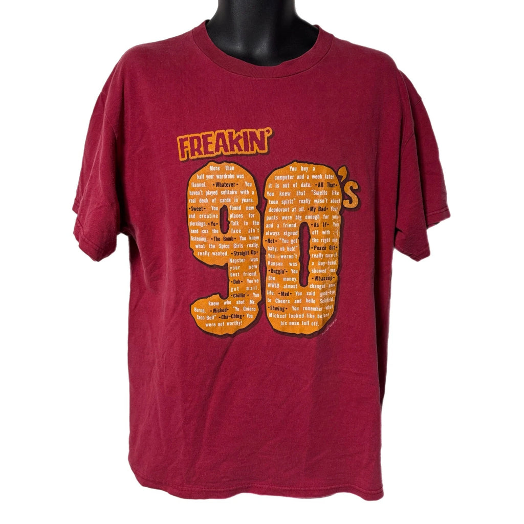 Vintage Freakin' 90's Slang Sayings Graphic Tee Shirt L Y2K ICUP