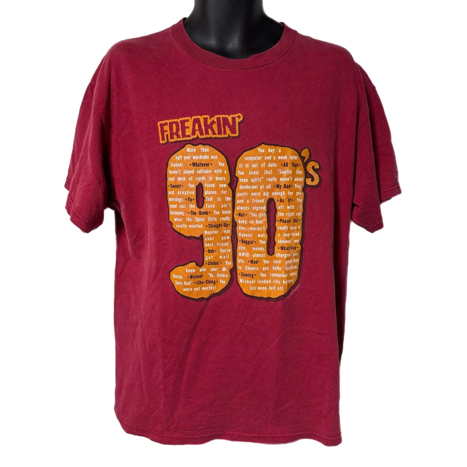 Vintage Freakin' 90's Slang Sayings Graphic Tee Shirt L Y2K ICUP