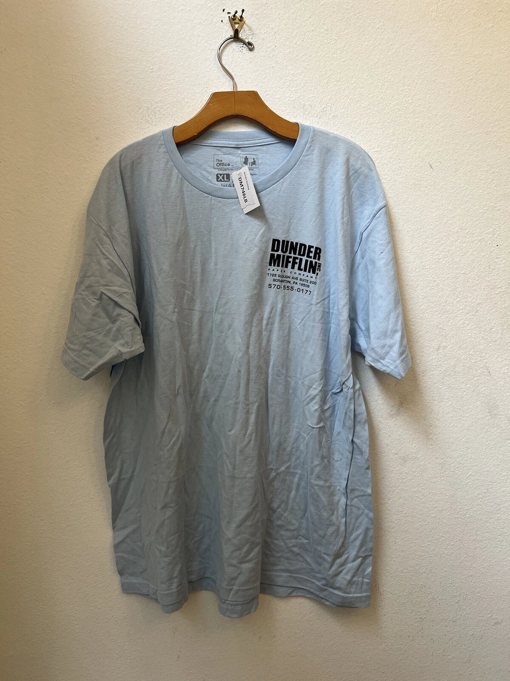 DUNDER MIFFLIN THE OFFICE BLUE GRAPHIC SHIRT XL (L7)