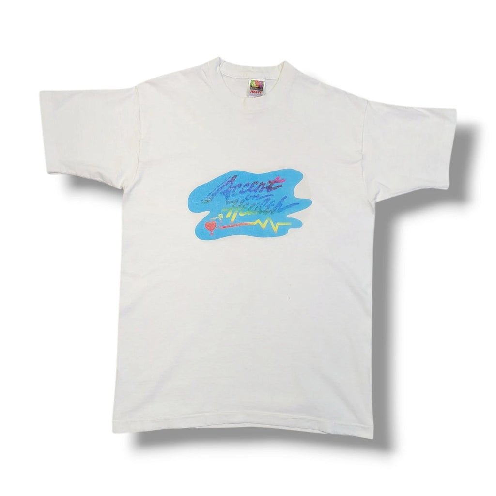 Vintage "Accent On Health" Graphic Fruit of the Loom White T-Shirt Men's L