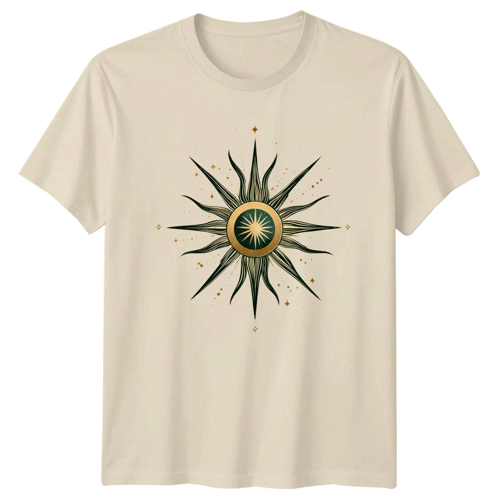 Gold Green Sunburst Celestial Boho T-Shirt Mystic Tarot Gift For Him And Her