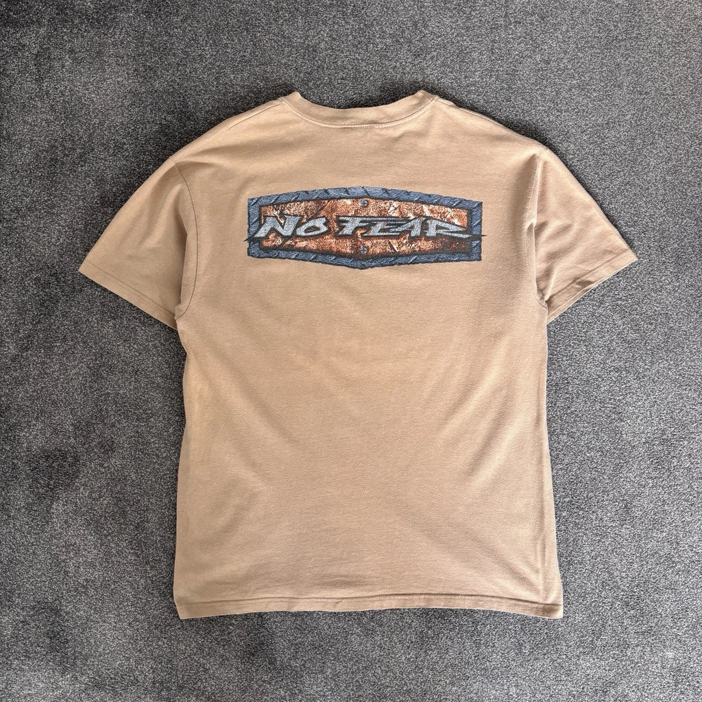 Vintage No Fear Beige T-shirt Large Made In Usa Skate Y2K 90s Graphic Rare 00s