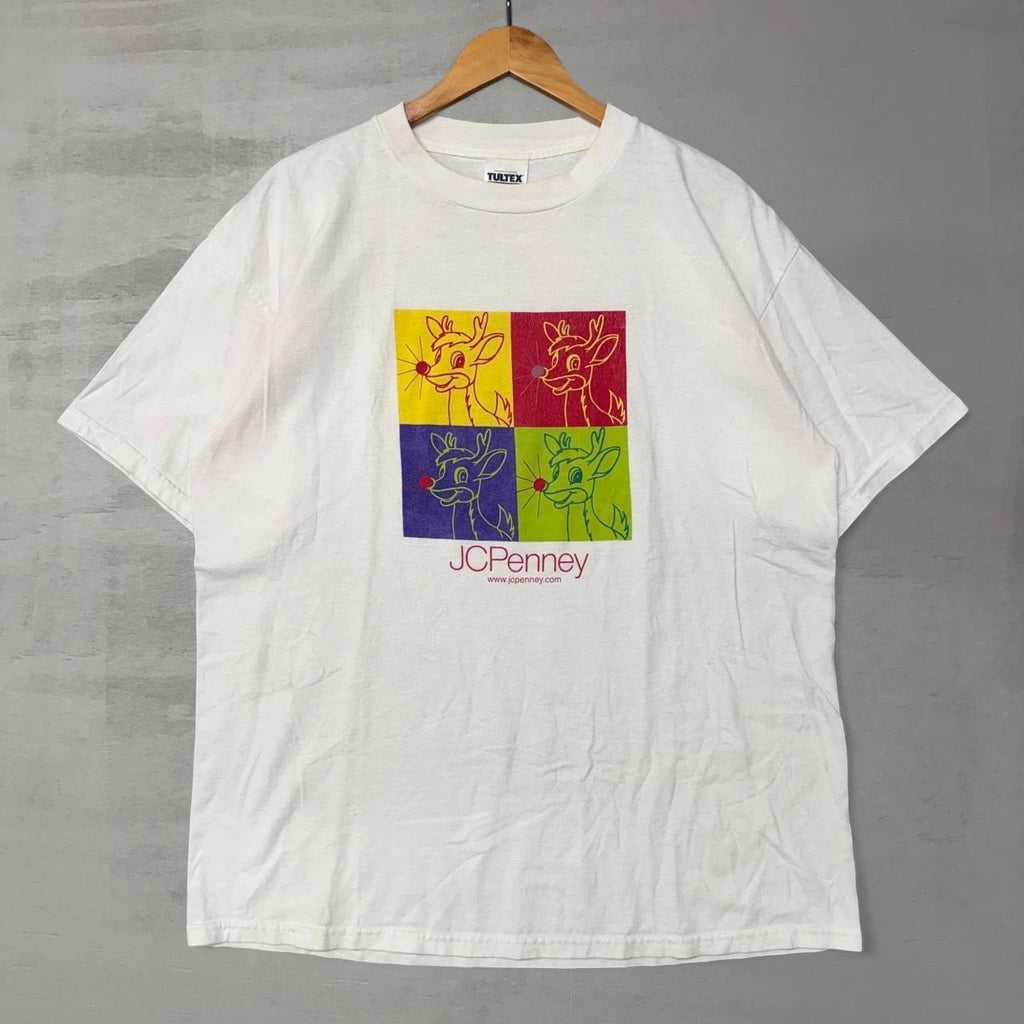 Vintage 90s JCPenney T-Shirt White Rudolph Pop Art Vintage Graphic XL