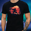 Mens Ninja Moon Motif Cotton T-Shirt Size XS to 5XL