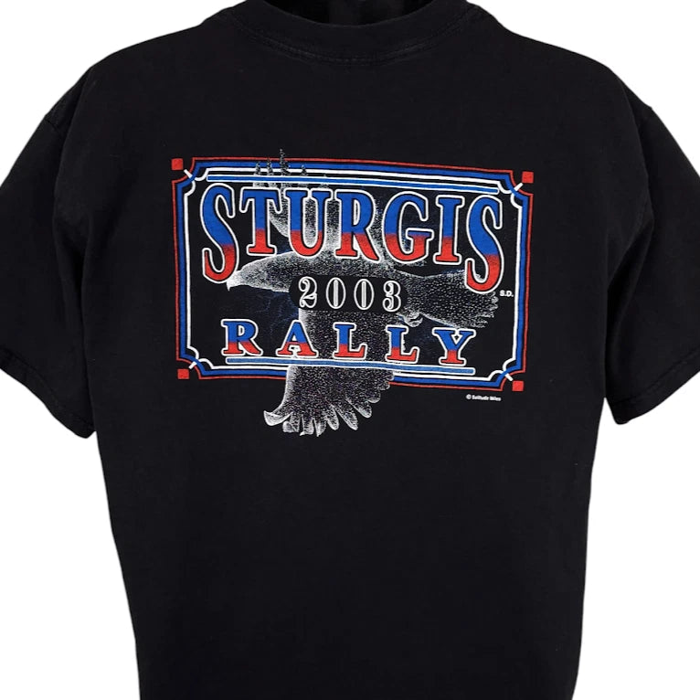Vintage Sturgis T Shirt Mens Size Large Black Y2K 2003 Black Hills Rally