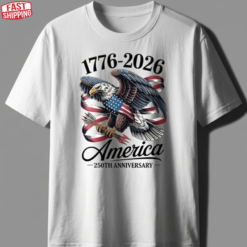USA 250th Anniversary 1776-2026 Eagle Flag T-Shirt Patriotic 4th of July Tee