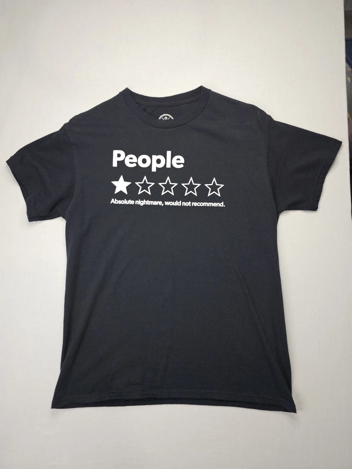 Funny Sarcastic People One Star Rating T-Shirt Mens medium M Introvert Tee