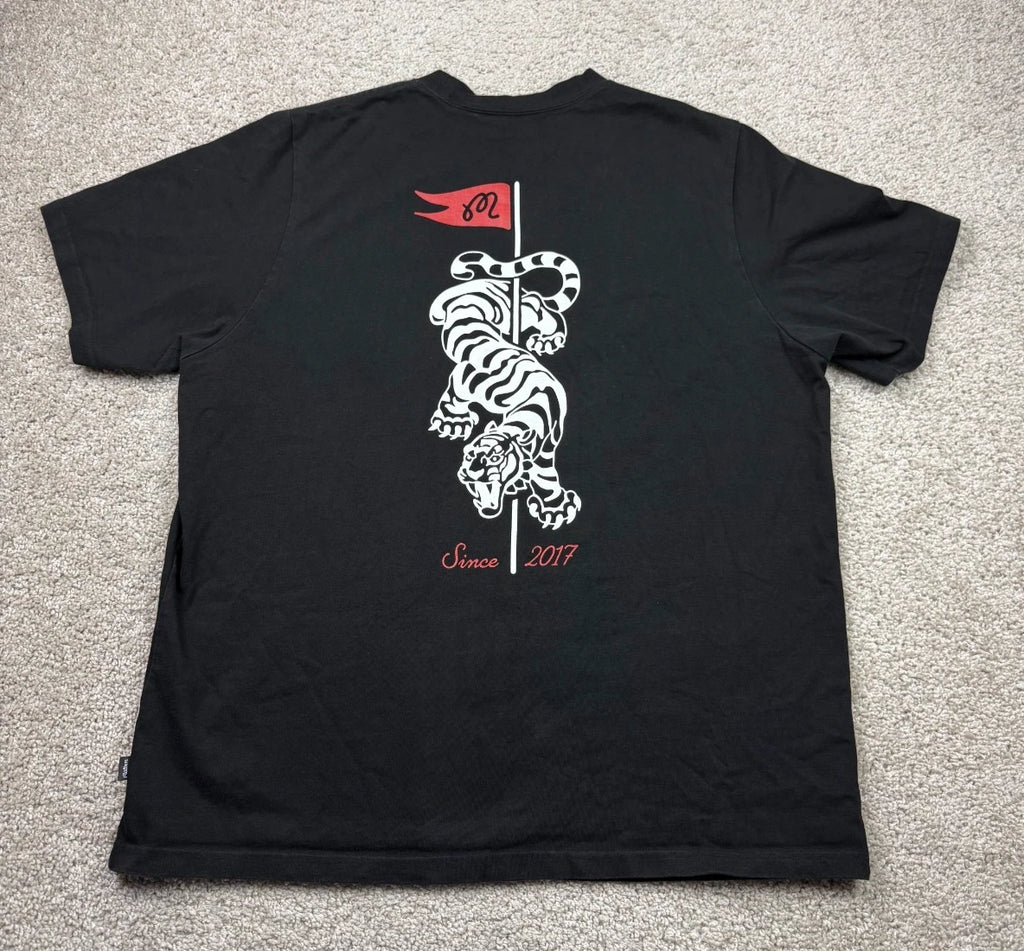 Malbon Golf  T-Shirt Men's Large Black Tiger Wood Graphic Short Sleeve Tee