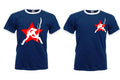 Joe strummer t shirt, the clash punk retro, mens cotton navy blue ringer punk