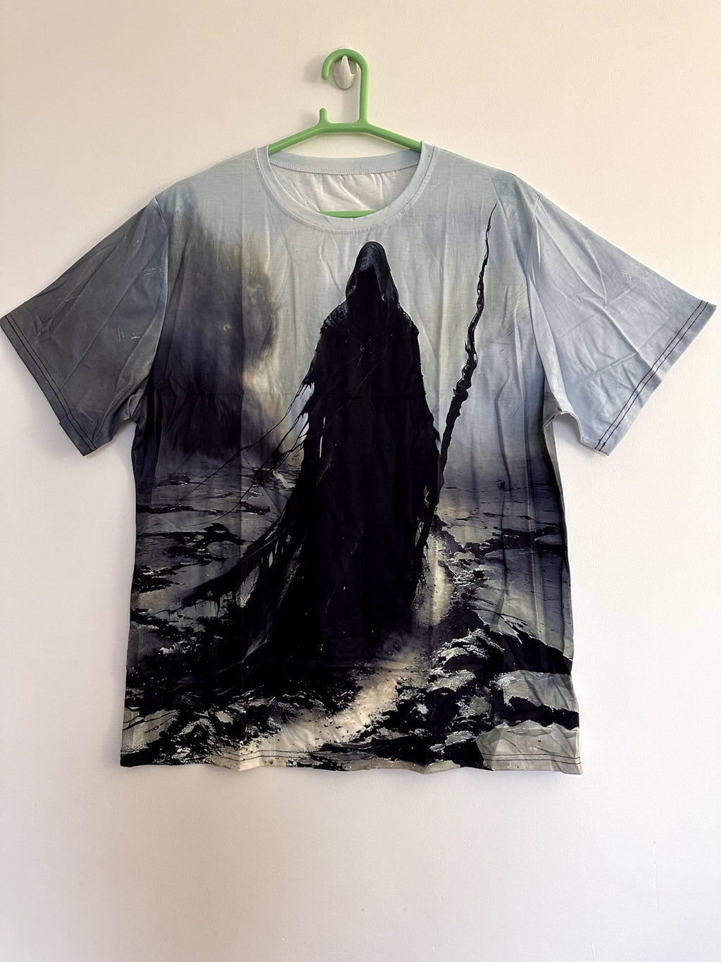 Men gothic ghost grim reaper print lightweight plus size T-shirt 1XL