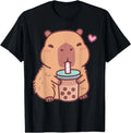 Cute Capybara Kawaii Anime Drinking Bubble Tea Lover T-Shirt