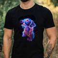 Mens Light Up Dog Print Cotton T-Shirt Size XS to 5XL