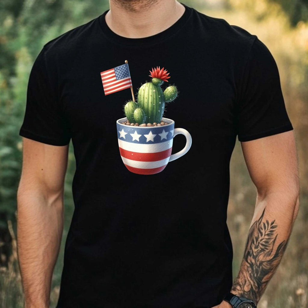 Men's USA Cactus Print Cotton T-Shirt Size XS to 5XL