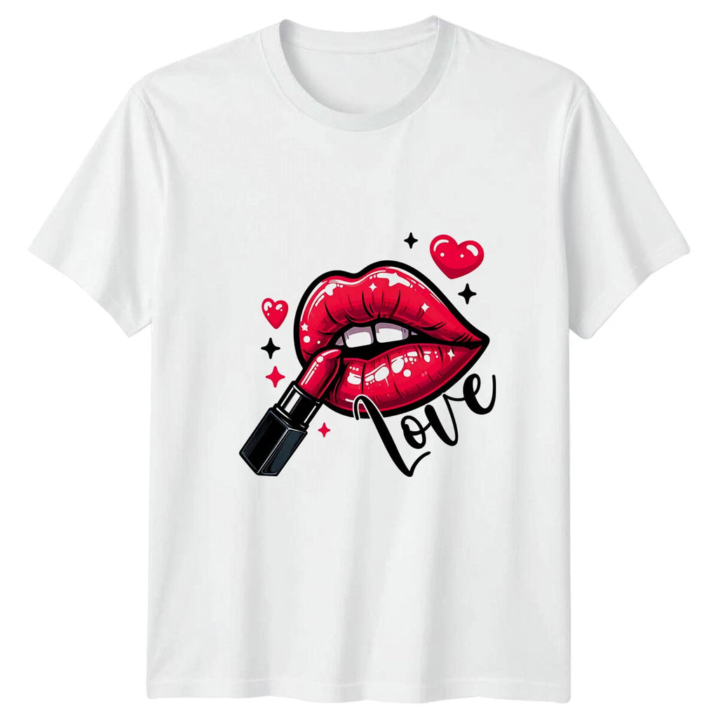 Lips Lipstick Love Valentine's Day Pop Art Graphic T-Shirt