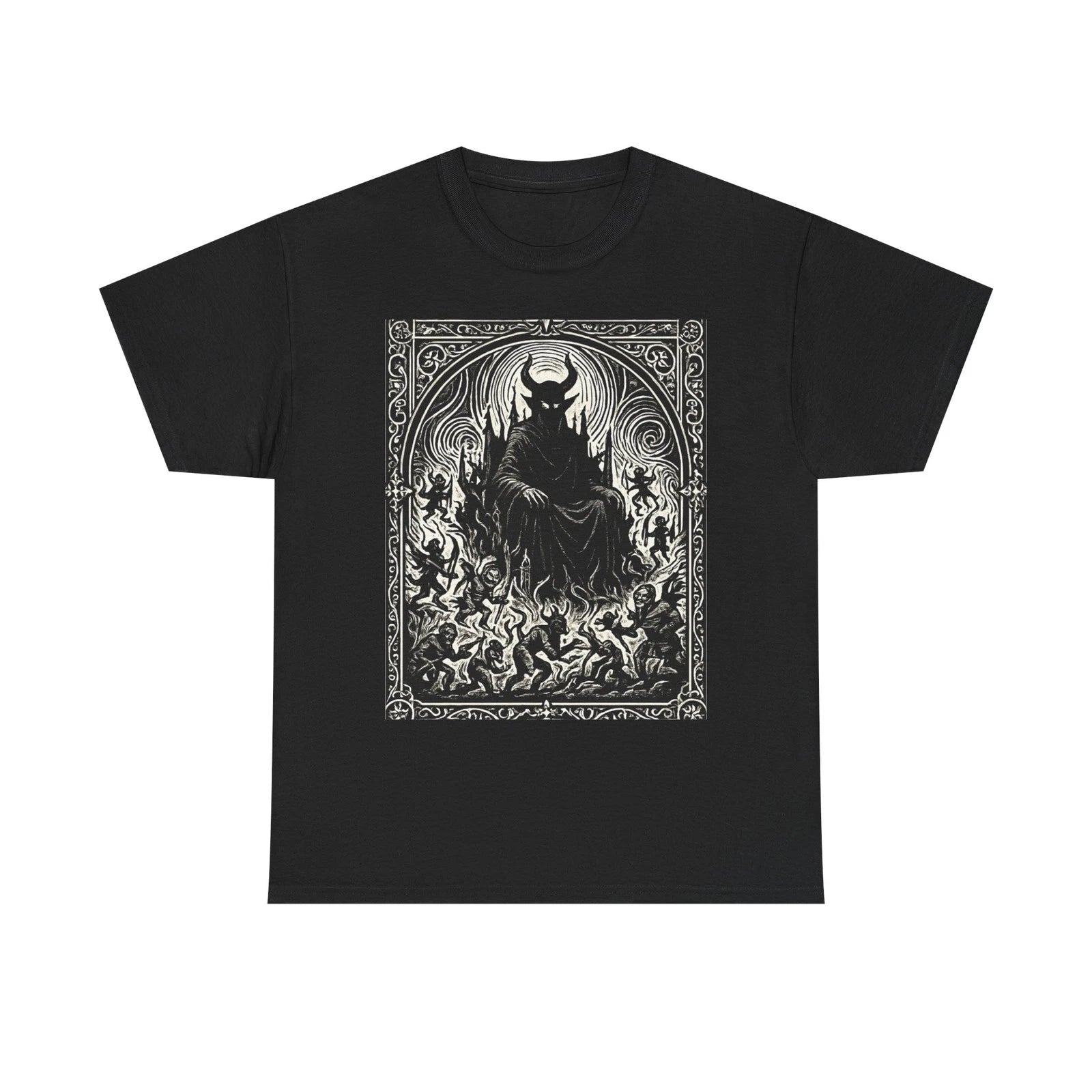 Dark Demon Throne T-Shirt | Gothic Illustration, Occult Art