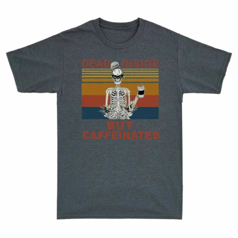 Inside Vintage Caffeinated Coffee Men's Lover Dead Sleeve Short But T-Shirt