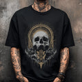 Gothic Skull Graphic T-Shirt Y2K Grunge Goth Graphic Tee Biker Metal Punk Shirt