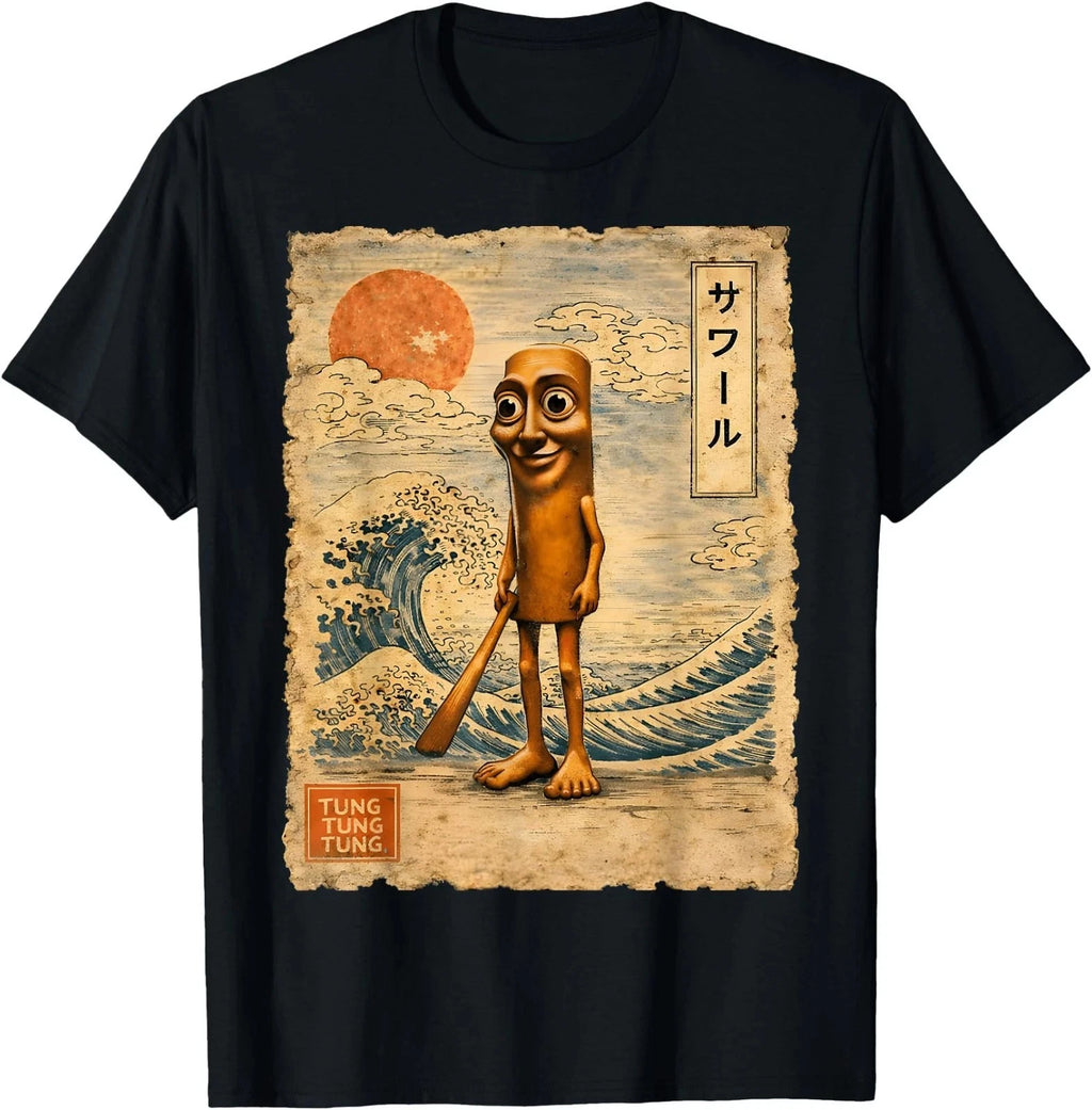 Retro Brainrot Meme Tung Tung Tung Sahur Gifts Kids Adult T-Shirt
